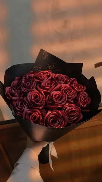 Вечерний букет роз из ленты 🌹