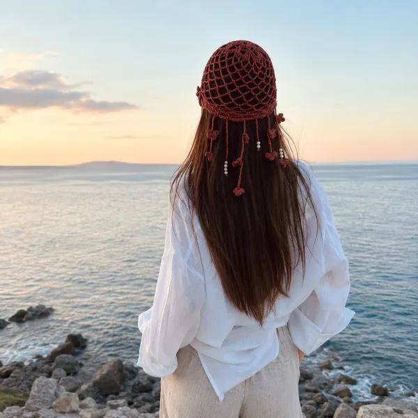 Əl işi Boho papaq - Gün batımı 2