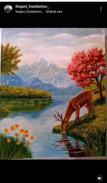yağlı boya ilə çəkilmiş əl işi