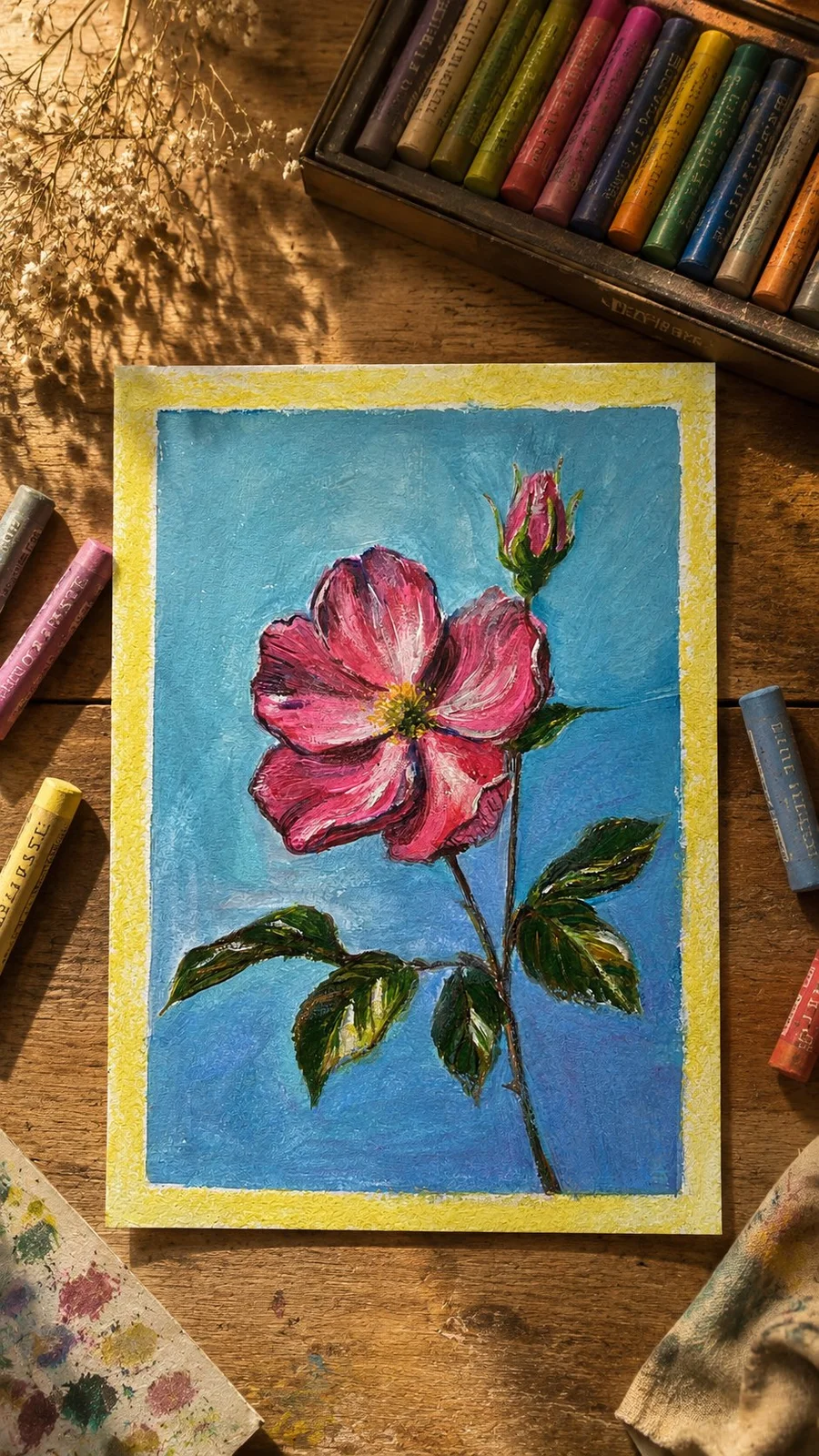 Wild rose akril boya rəsm