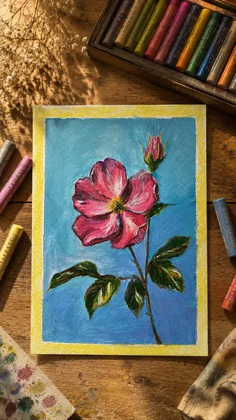 Wild rose akril boya rəsm 1
