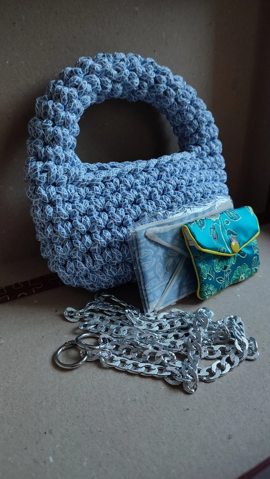 Hand knitted elegant bag