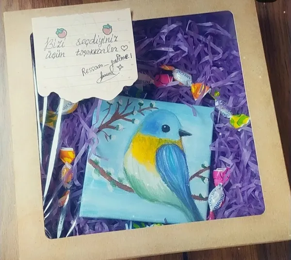 Kətan mini tablo üzərində iş 