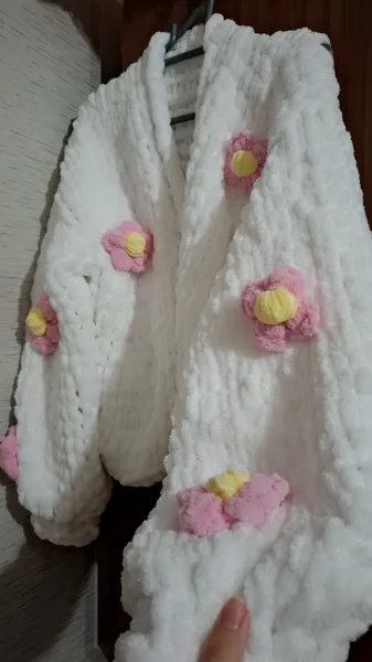 Əl işi Puffy hırka/çiçəkli 3
