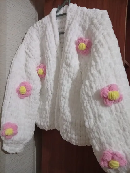 Əl işi Puffy hırka/çiçəkli 1