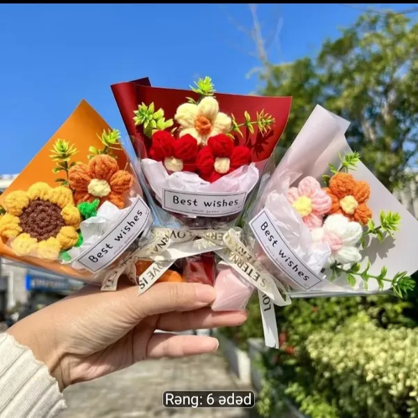 Toxunma güllər mini buketlər 6 4