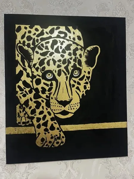 Əl işi leopard kətan tablo