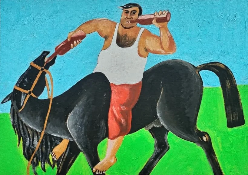 "Sərxoş atlı və at"