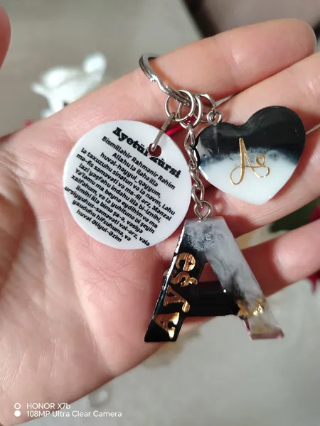 Epoxy letter keychain
